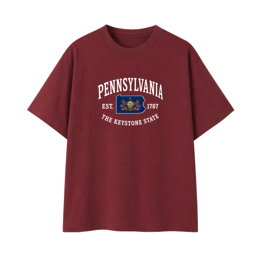 Collection 8 Pennsylvania Essential Cotton T-Shirt - Wine Gray front