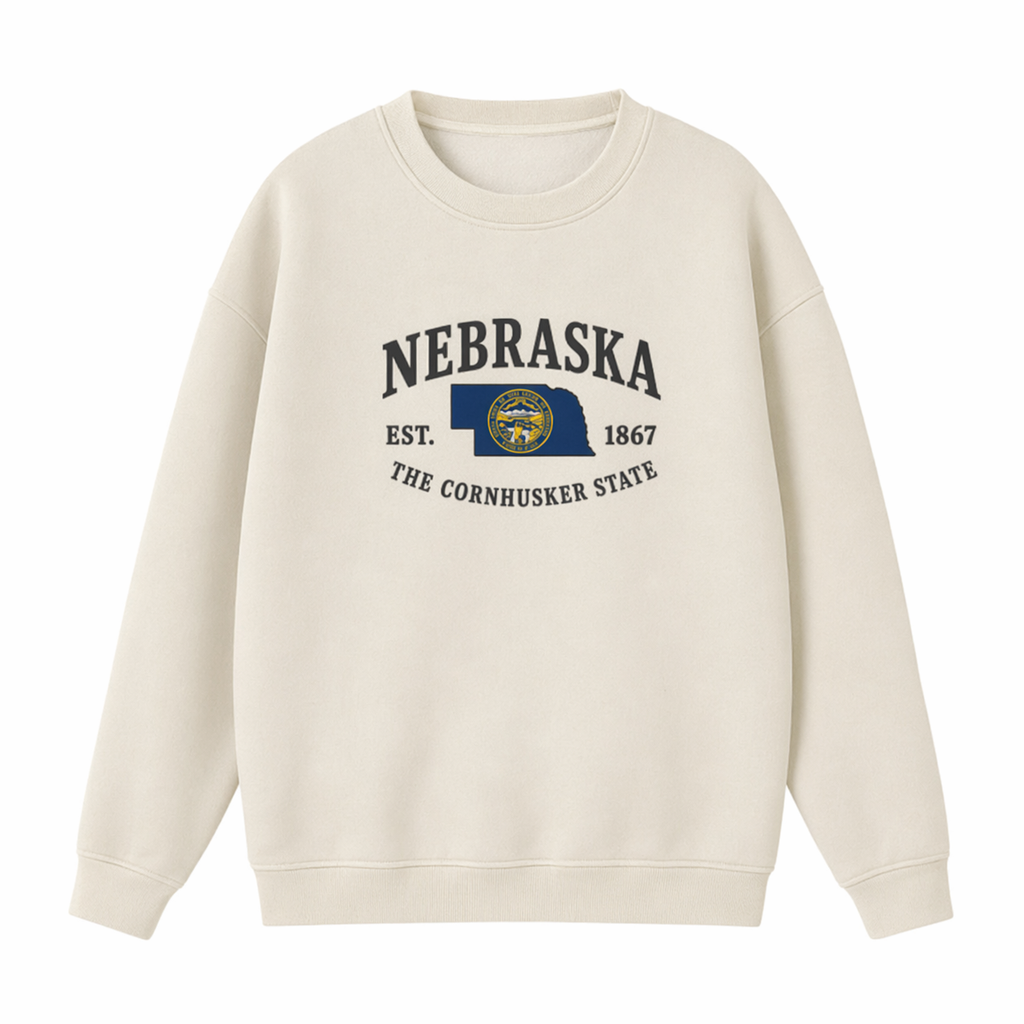 Collection 8 Nebraska Essential Heavyweight Crewneck Sweatshirt - Cream front
