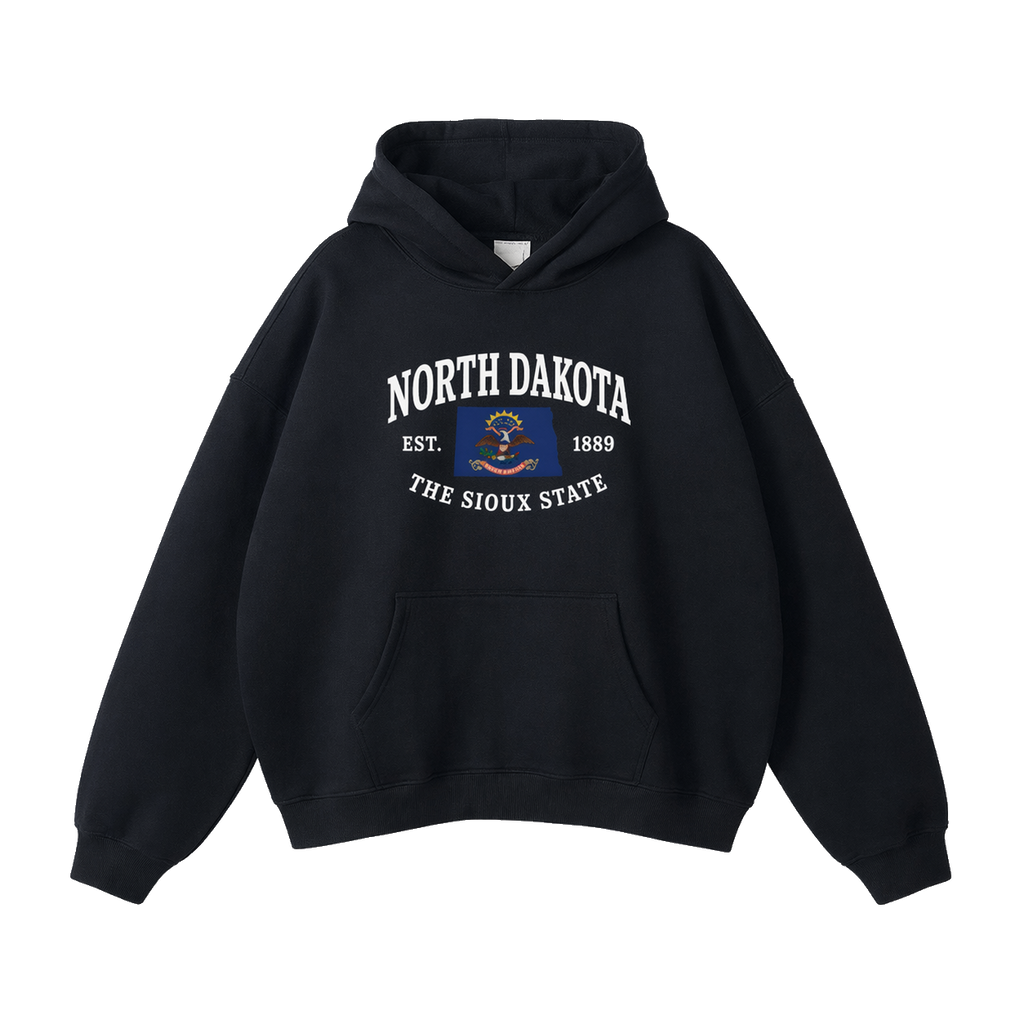 Collection 8 North Dakota Oversize Fleeced Hoodie - Black front