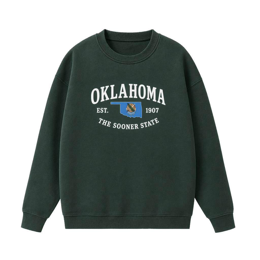 Collection 8 Oklahoma Essential Heavyweight Crewneck Sweatshirt - Dark Green front