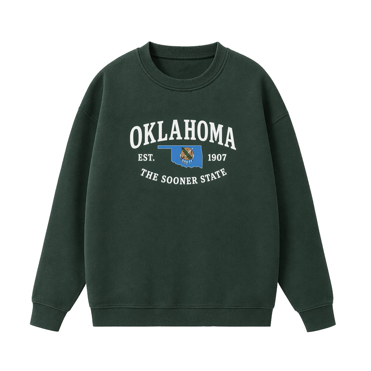 Collection 8 Oklahoma Essential Heavyweight Crewneck Sweatshirt - Dark Green front
