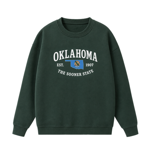 Collection 8 Oklahoma Essential Heavyweight Crewneck Sweatshirt - Dark Green front