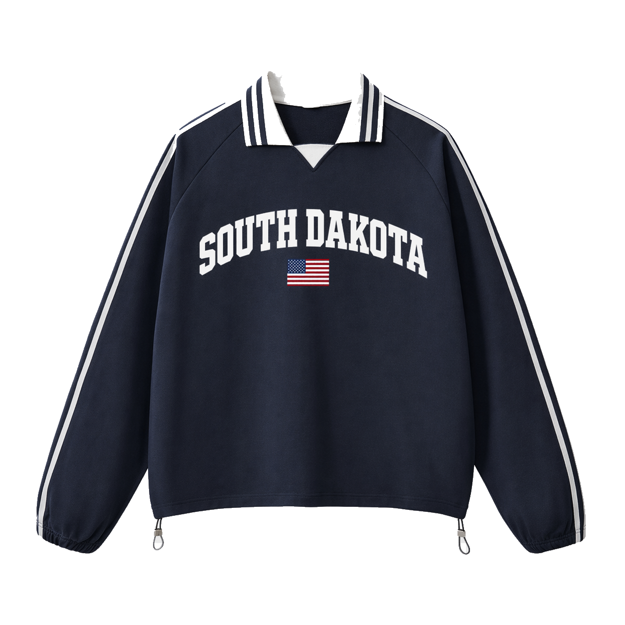 Collection 2 South Dakota Contrast Striped Lapel Collar Sweatshirt - Royal Blue front