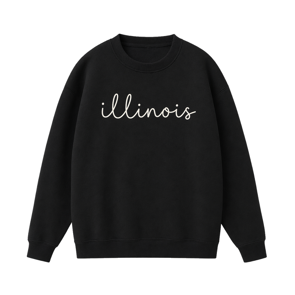 Collection 3 Illinois Essential Heavyweight Crewneck Sweatshirt - Black front