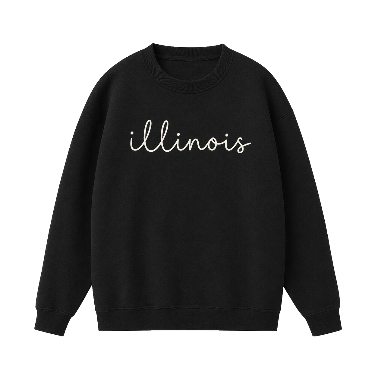 Collection 3 Illinois Essential Heavyweight Crewneck Sweatshirt - Black front
