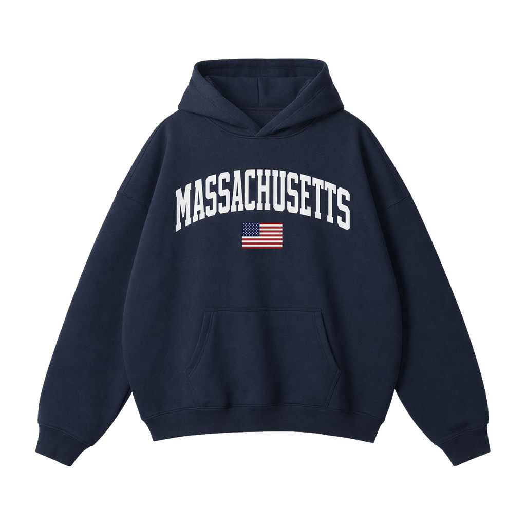 Collection 2 Massachusetts Oversize Fleeced Hoodie - Navy Blue front