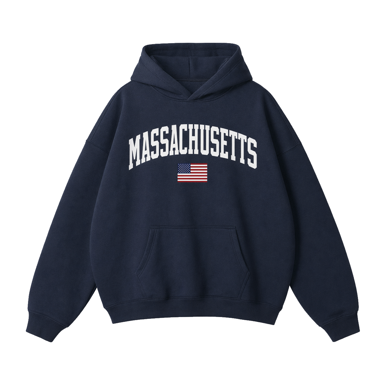 Collection 2 Massachusetts Oversize Fleeced Hoodie - Navy Blue front