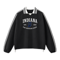 Collection 8 Indiana Contrast Striped Lapel Collar Sweatshirt - Black front