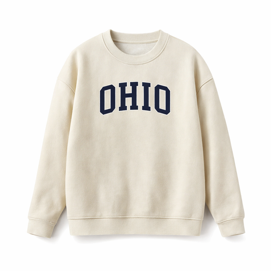 Collection 1 Ohio Essential Heavyweight Crewneck Sweatshirt - Cream front