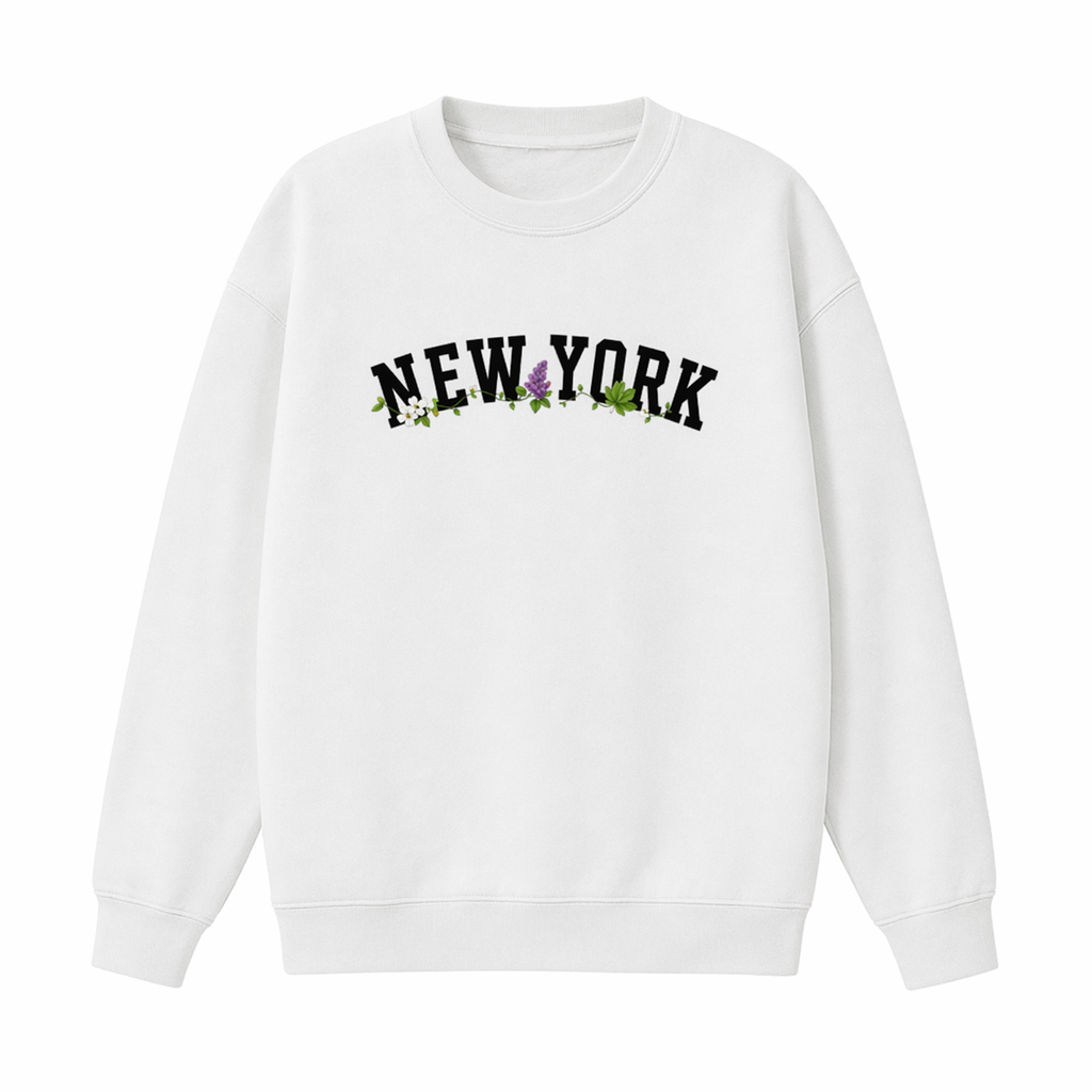 Collection 10 New York Essential Heavyweight Crewneck Sweatshirt - White front