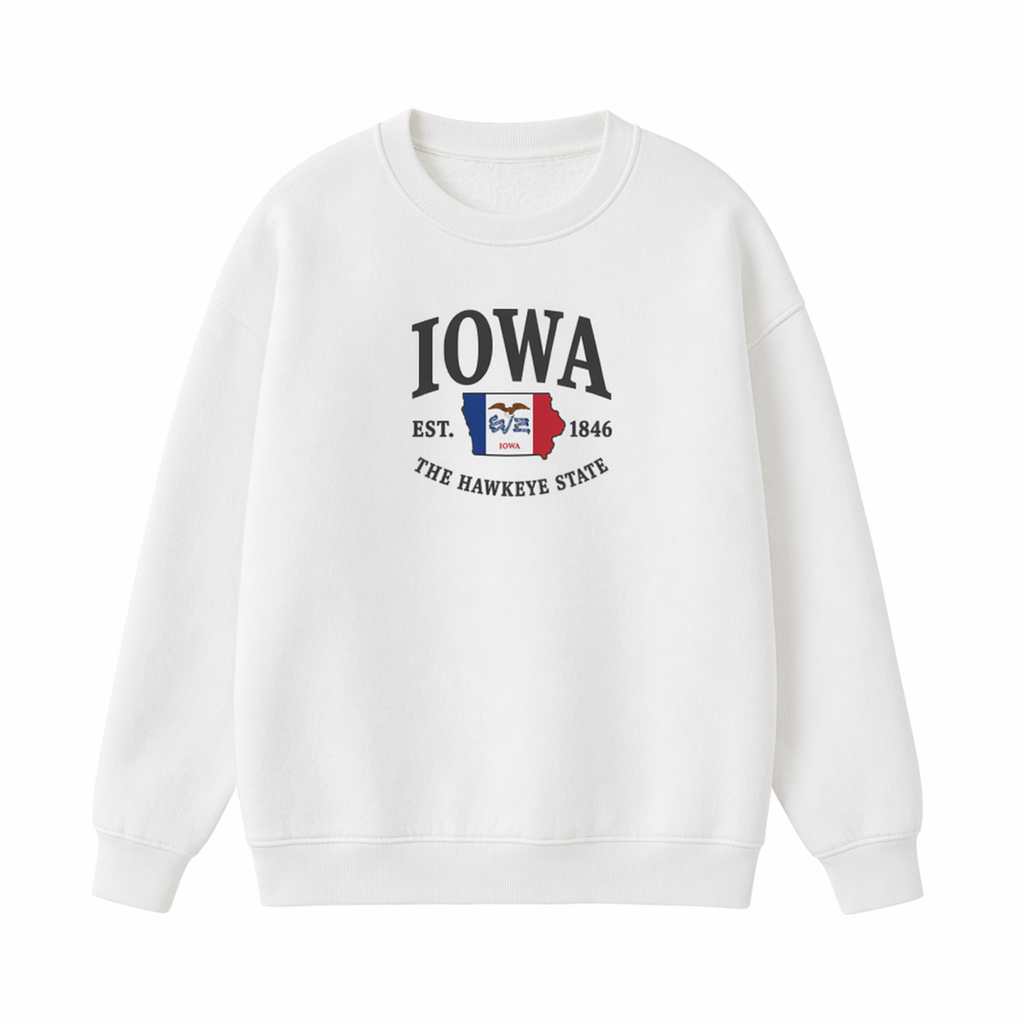 Collection 8 Iowa Essential Heavyweight Crewneck Sweatshirt - White front