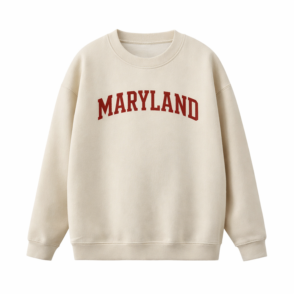 Collection 1 Maryland Essential Heavyweight Crewneck Sweatshirt - Cream front