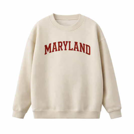 Collection 1 Maryland Essential Heavyweight Crewneck Sweatshirt - Cream front