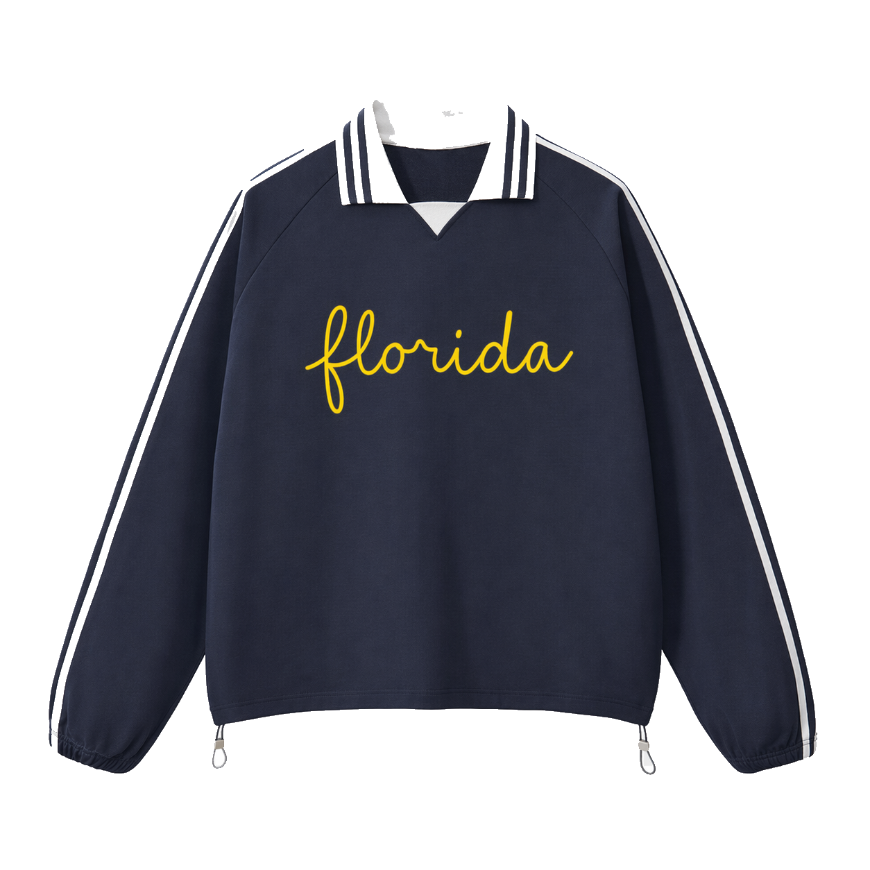 Collection 3 Florida Contrast Striped Lapel Collar Sweatshirt - Royal Blue front