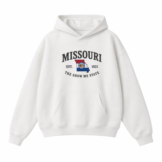 Collection 8 Missouri Oversize Fleeced Hoodie - White front