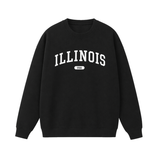 Collection 4 Illinois Essential Heavyweight Crewneck Sweatshirt - Black front