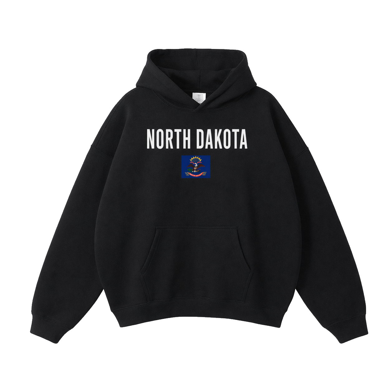 Collection 7 North Dakota Oversize Fleeced Hoodie - Black front