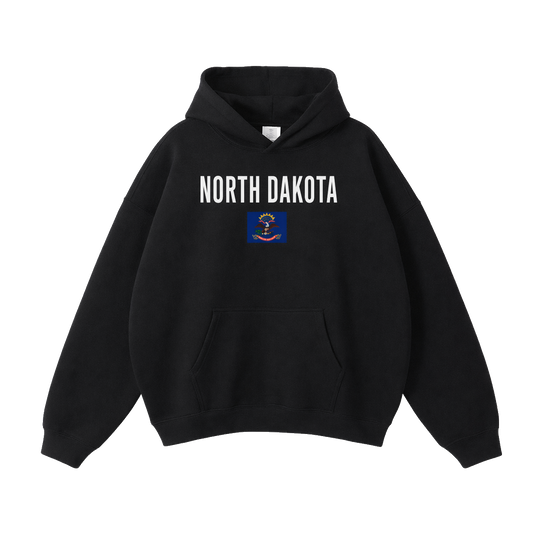 Collection 7 North Dakota Oversize Fleeced Hoodie - Black front