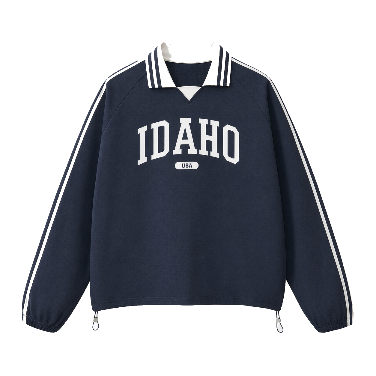 Collection 4 Idaho Contrast Striped Lapel Collar Sweatshirt - Royal Blue front