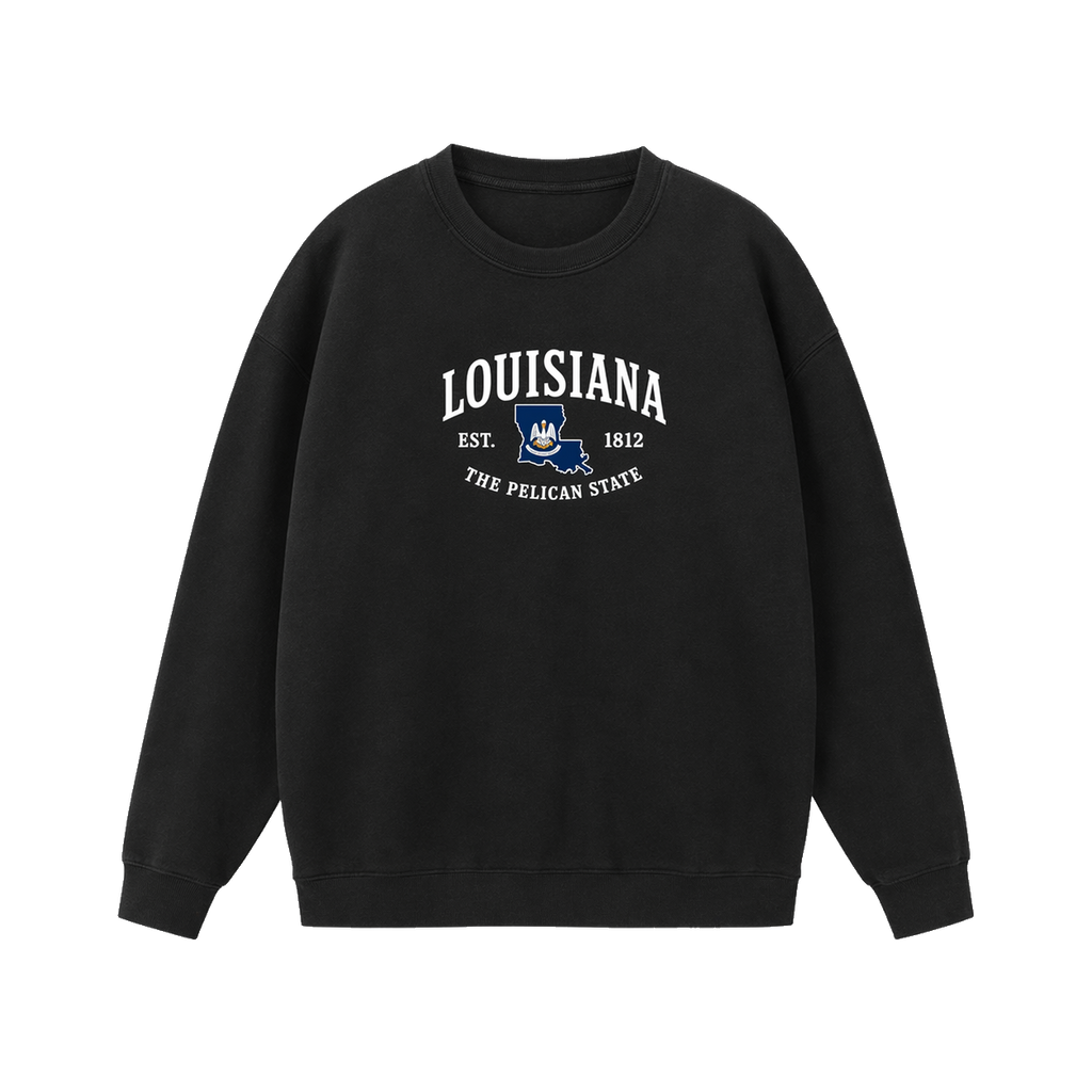 Collection 8 Louisiana Essential Heavyweight Crewneck Sweatshirt - Black front