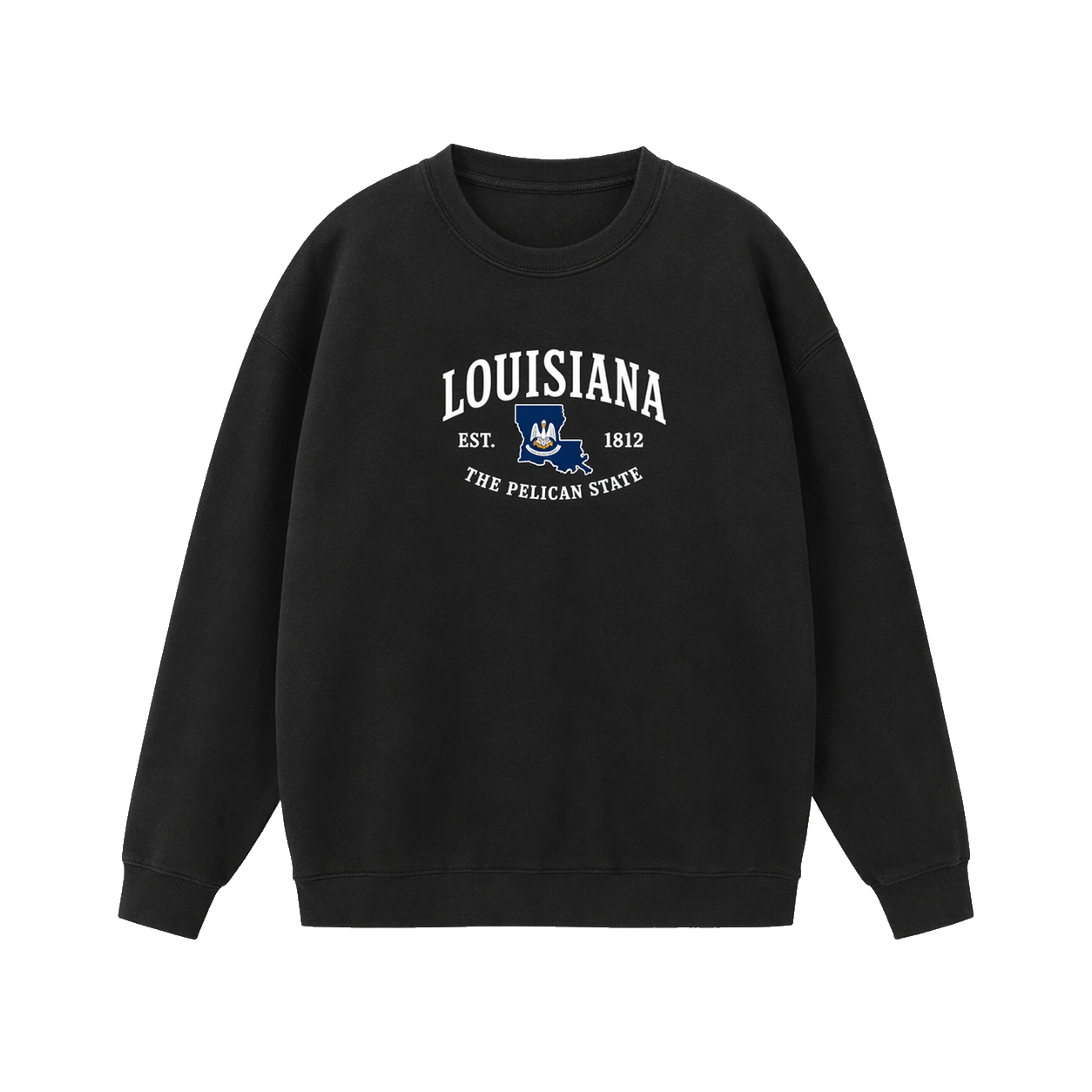 Collection 8 Louisiana Essential Heavyweight Crewneck Sweatshirt - Black front