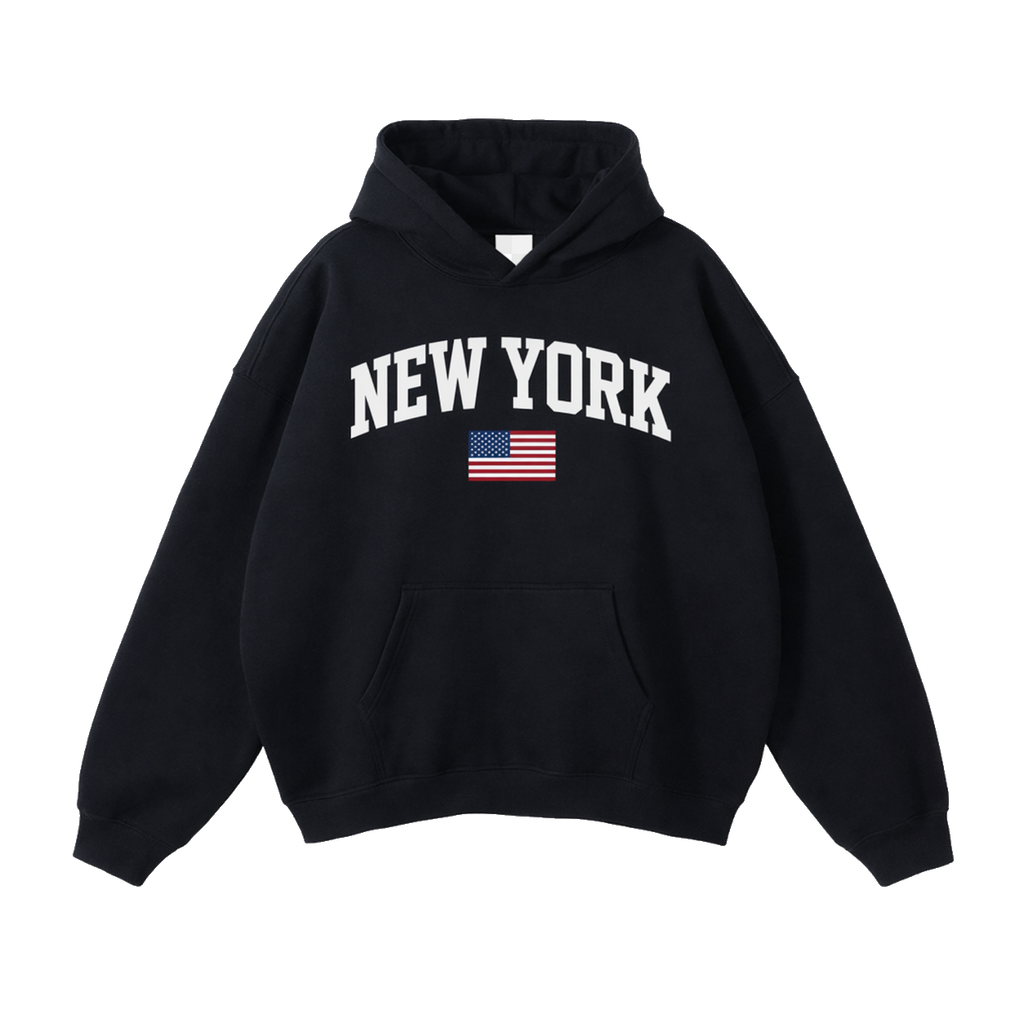 Collection 2 New York Oversize Fleeced Hoodie - Black front