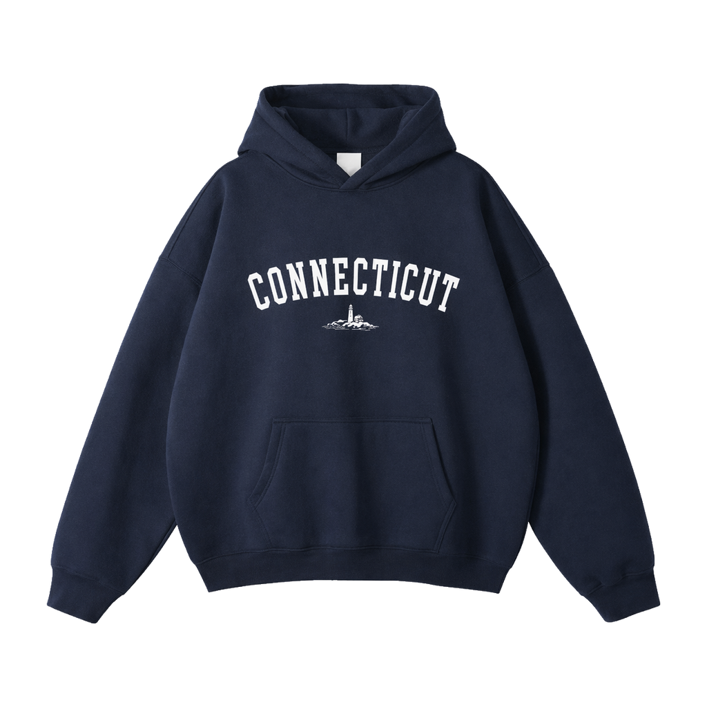 Collection 9 Connecticut Oversize Fleeced Hoodie - Navy Blue front