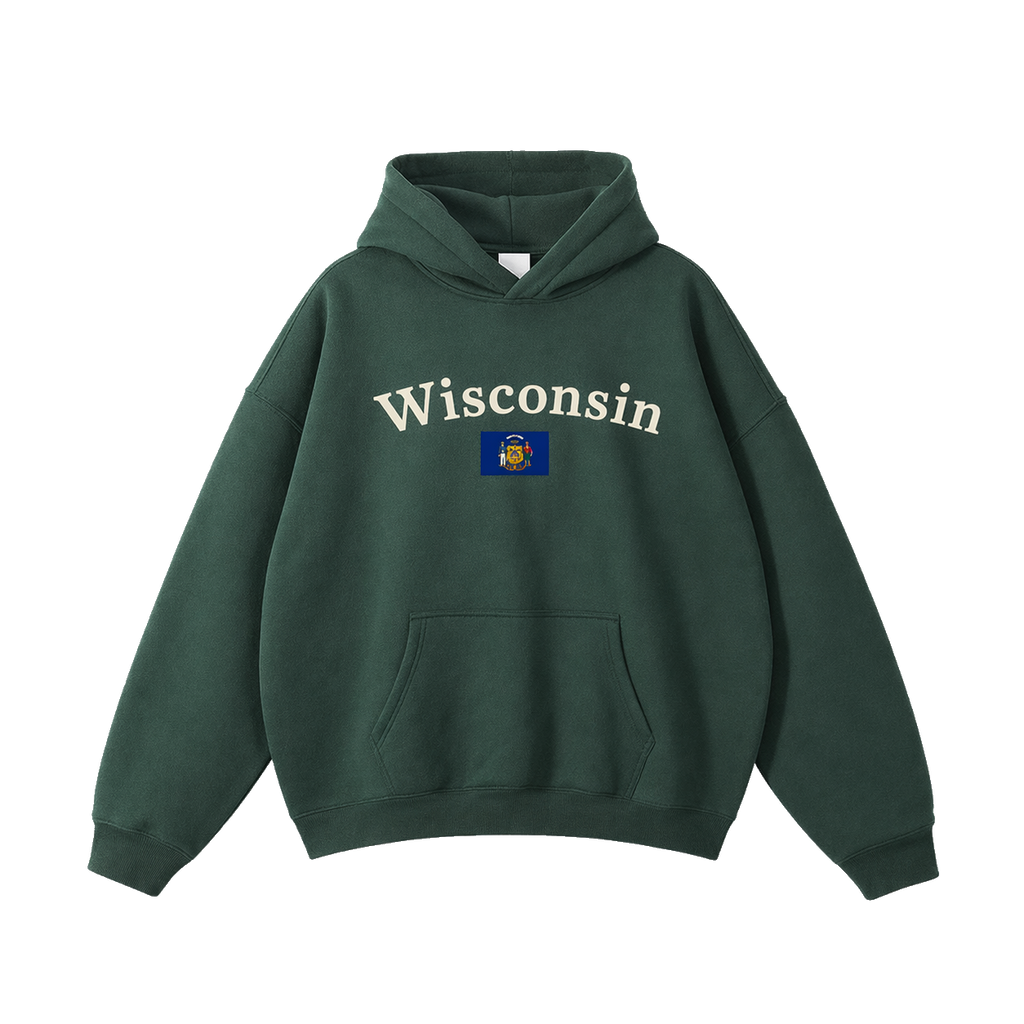 Collection 6 Wisconsin Oversize Fleeced Hoodie - Eden Green front
