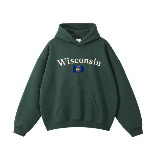 Collection 6 Wisconsin Oversize Fleeced Hoodie - Eden Green front