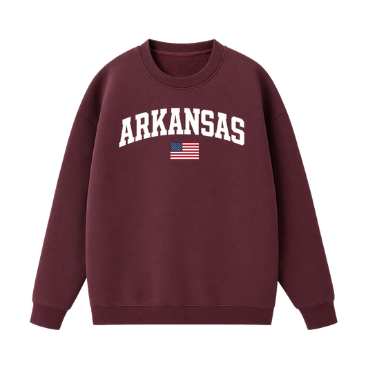 Collection 2 Arkansas Essential Heavyweight Crewneck Sweatshirt - Dull Red front