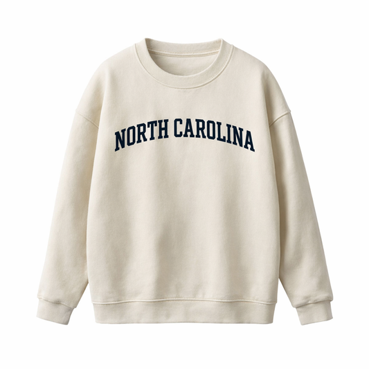 Collection 1 North Carolina Essential Heavyweight Crewneck Sweatshirt - Cream front