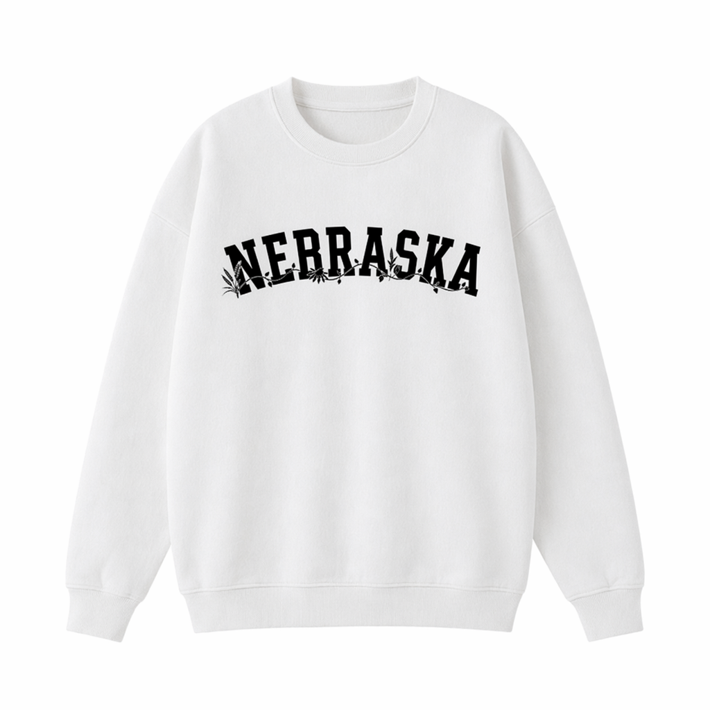 Collection 10 Nebraska Essential Heavyweight Crewneck Sweatshirt - White front