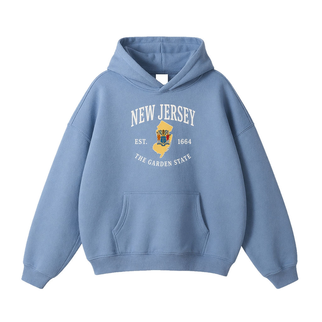 Collection 8 New Jersey Oversize Fleeced Hoodie - Medium Blue front