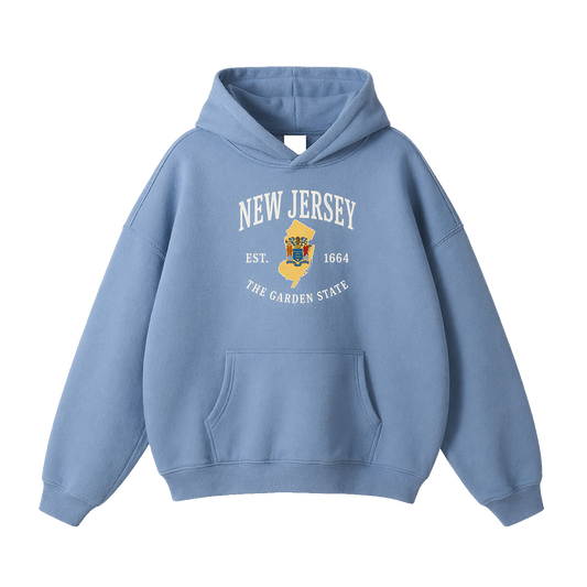 Collection 8 New Jersey Oversize Fleeced Hoodie - Medium Blue front