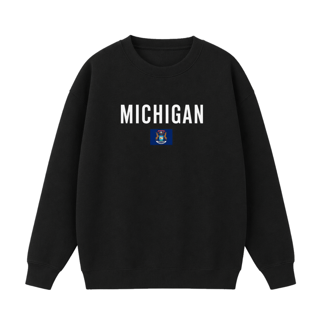 Collection 7 Michigan Essential Heavyweight Crewneck Sweatshirt - Black front