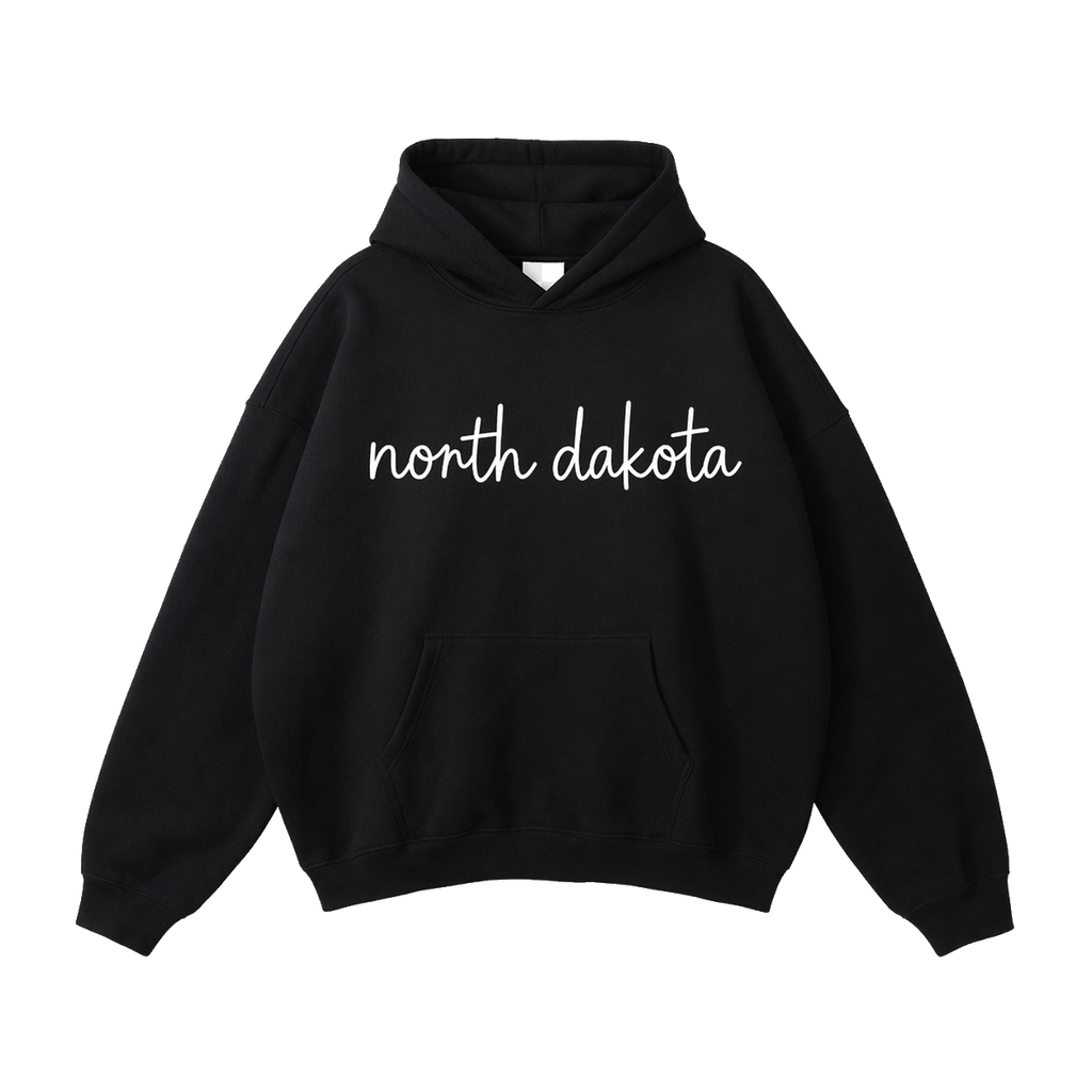 Collection 3 North Dakota Oversize Fleeced Hoodie - Black front