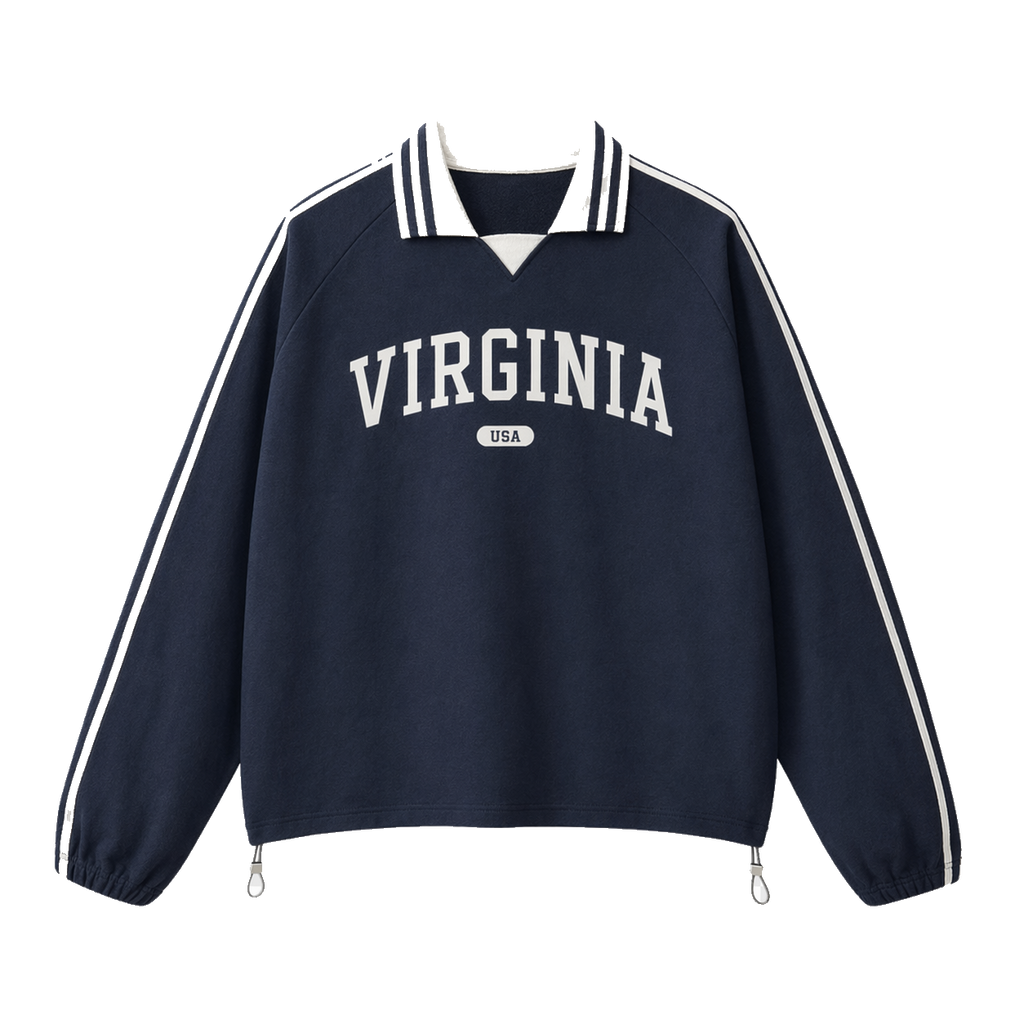 Collection 4 Virginia Contrast Striped Lapel Collar Sweatshirt - Royal Blue front