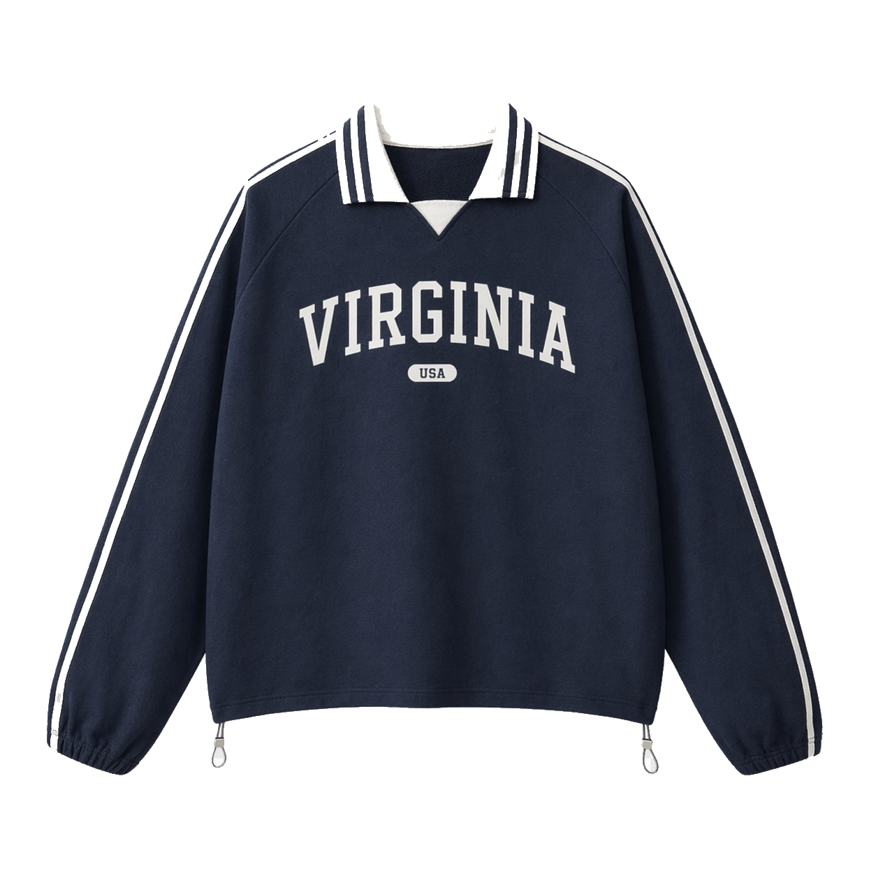 Collection 4 Virginia Contrast Striped Lapel Collar Sweatshirt - Royal Blue front