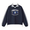 Collection 8 Connecticut Contrast Striped Lapel Collar Sweatshirt - Royal Blue front