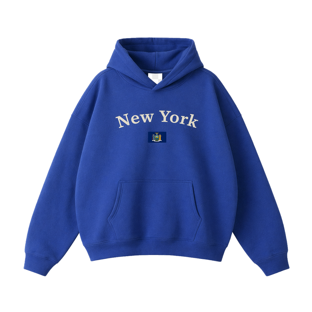 Collection 6 New York Oversize Fleeced Hoodie - Klein Blue front