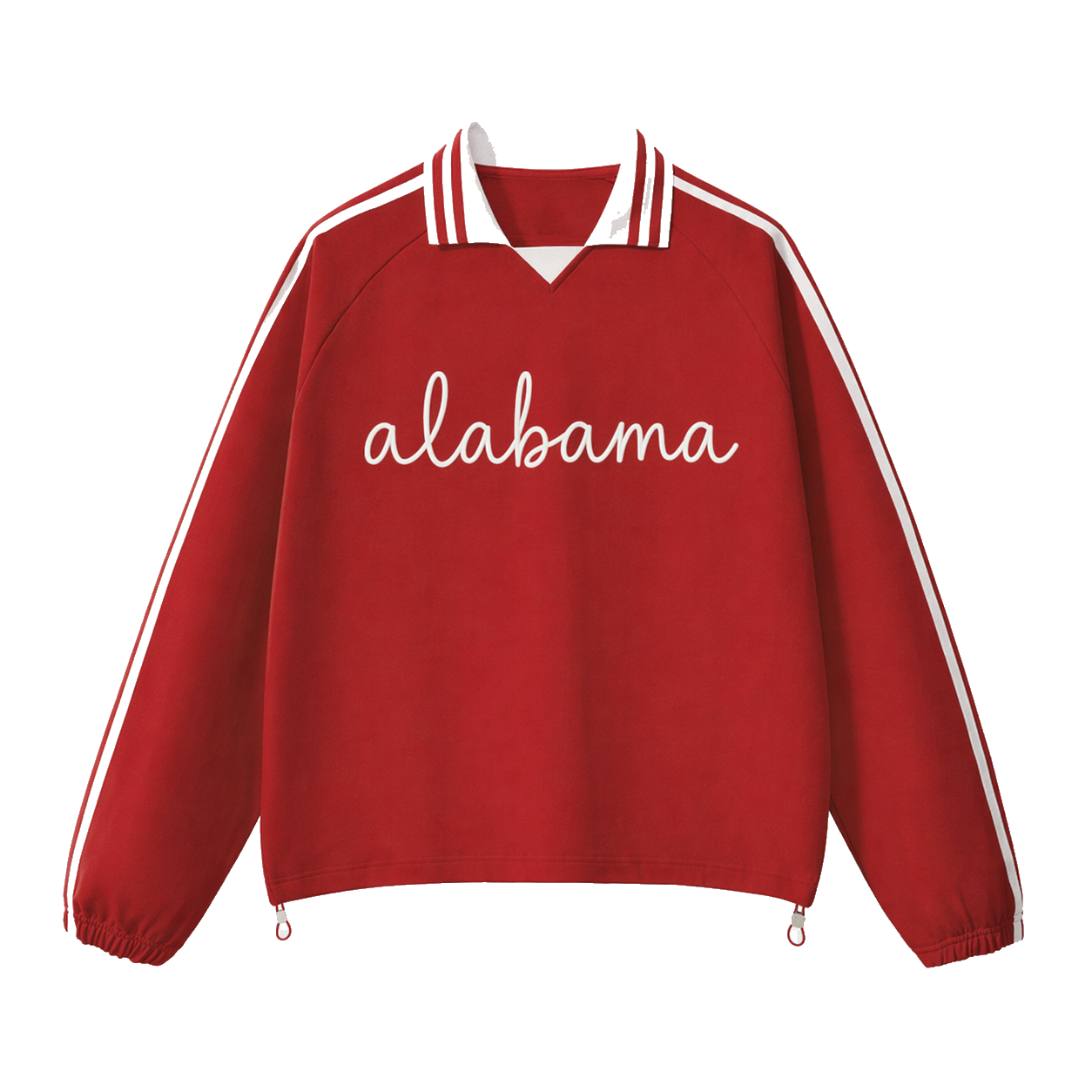 Collection 3 Alabama Contrast Striped Lapel Collar Sweatshirt - Red front