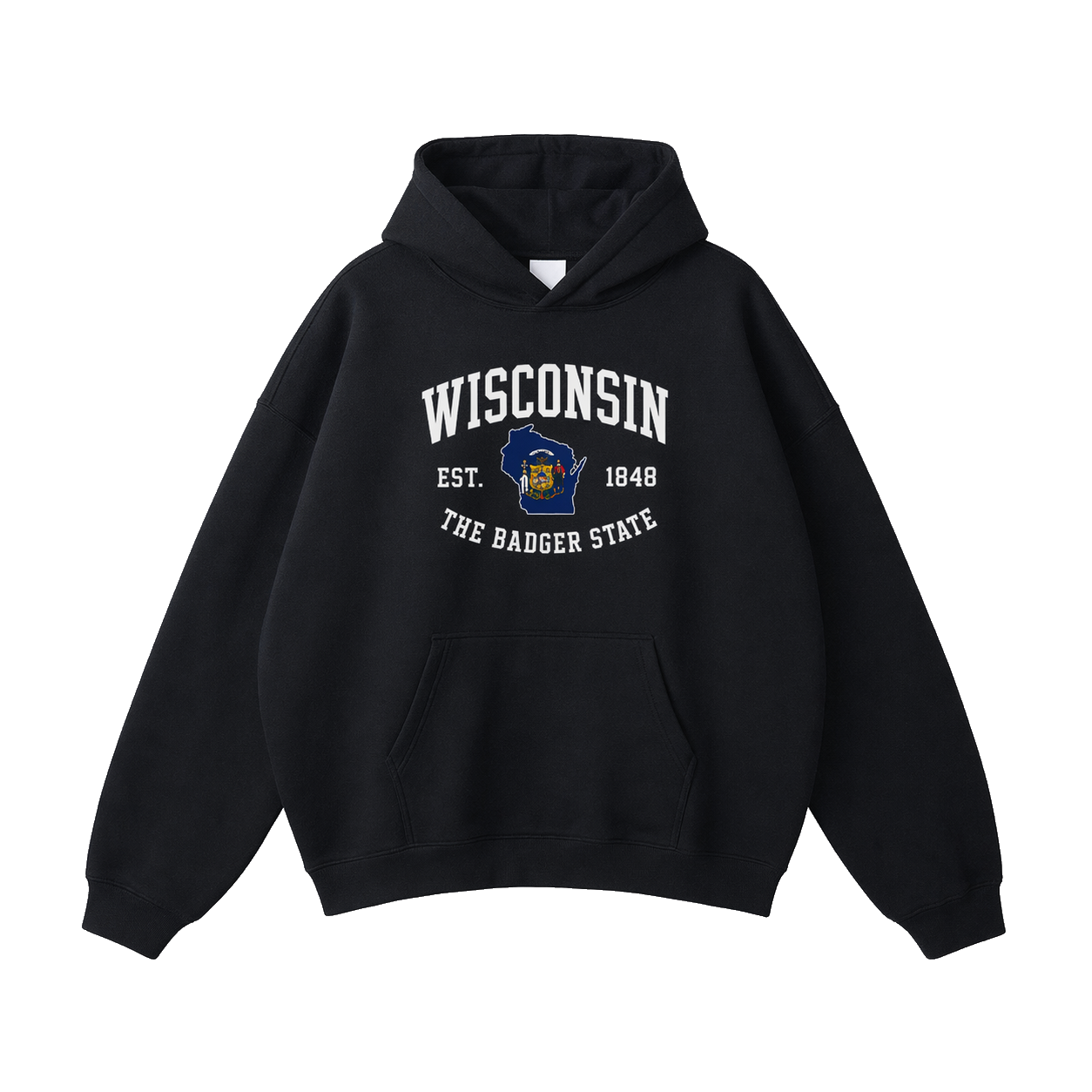 Collection 8 Wisconsin Oversize Fleeced Hoodie - Black front