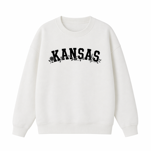 Collection 10 Kansas Essential Heavyweight Crewneck Sweatshirt - White front
