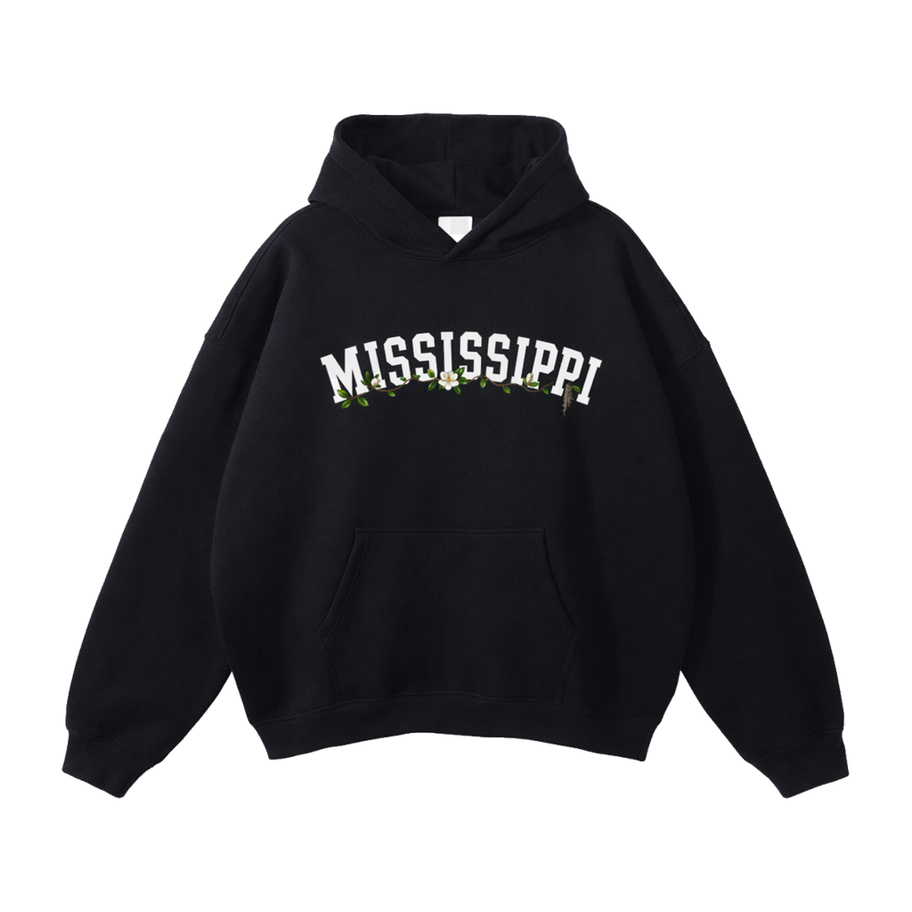 Collection 10 Mississippi Oversize Fleeced Hoodie - Black front