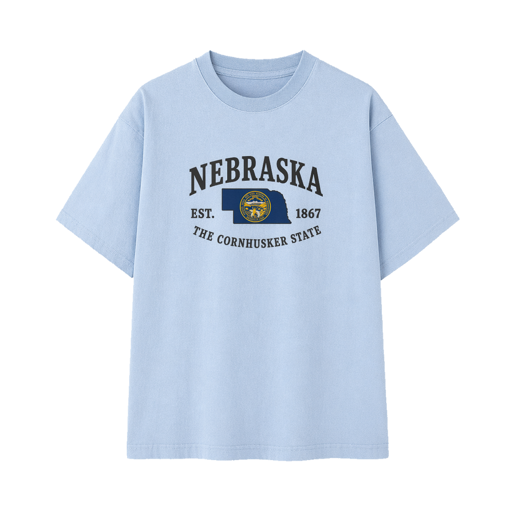Collection 8 Nebraska Essential Cotton T-Shirt - Light Blue front