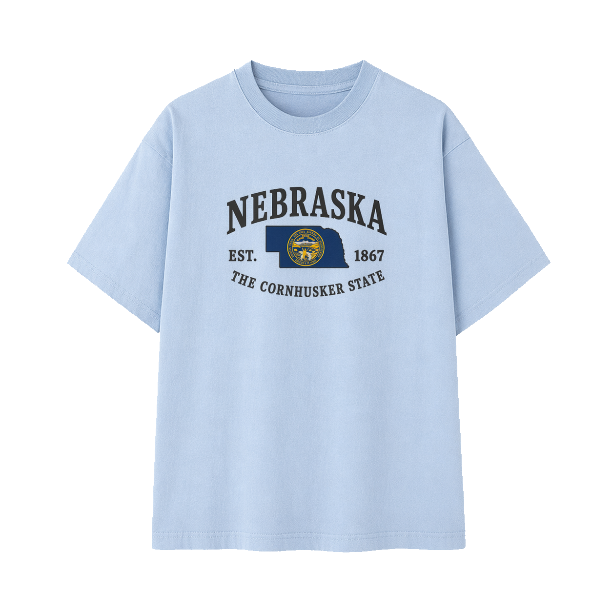 Collection 8 Nebraska Essential Cotton T-Shirt - Light Blue front