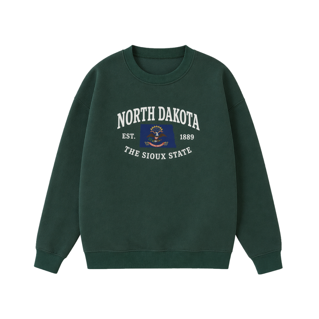 Collection 8 North Dakota Essential Heavyweight Crewneck Sweatshirt - Dark Green front
