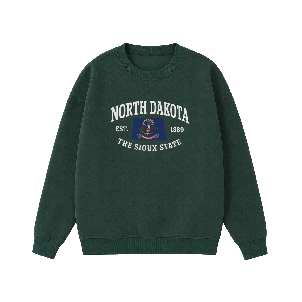 Collection 8 North Dakota Essential Heavyweight Crewneck Sweatshirt - Dark Green front