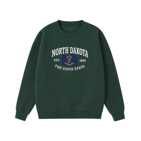 Collection 8 North Dakota Essential Heavyweight Crewneck Sweatshirt - Dark Green front