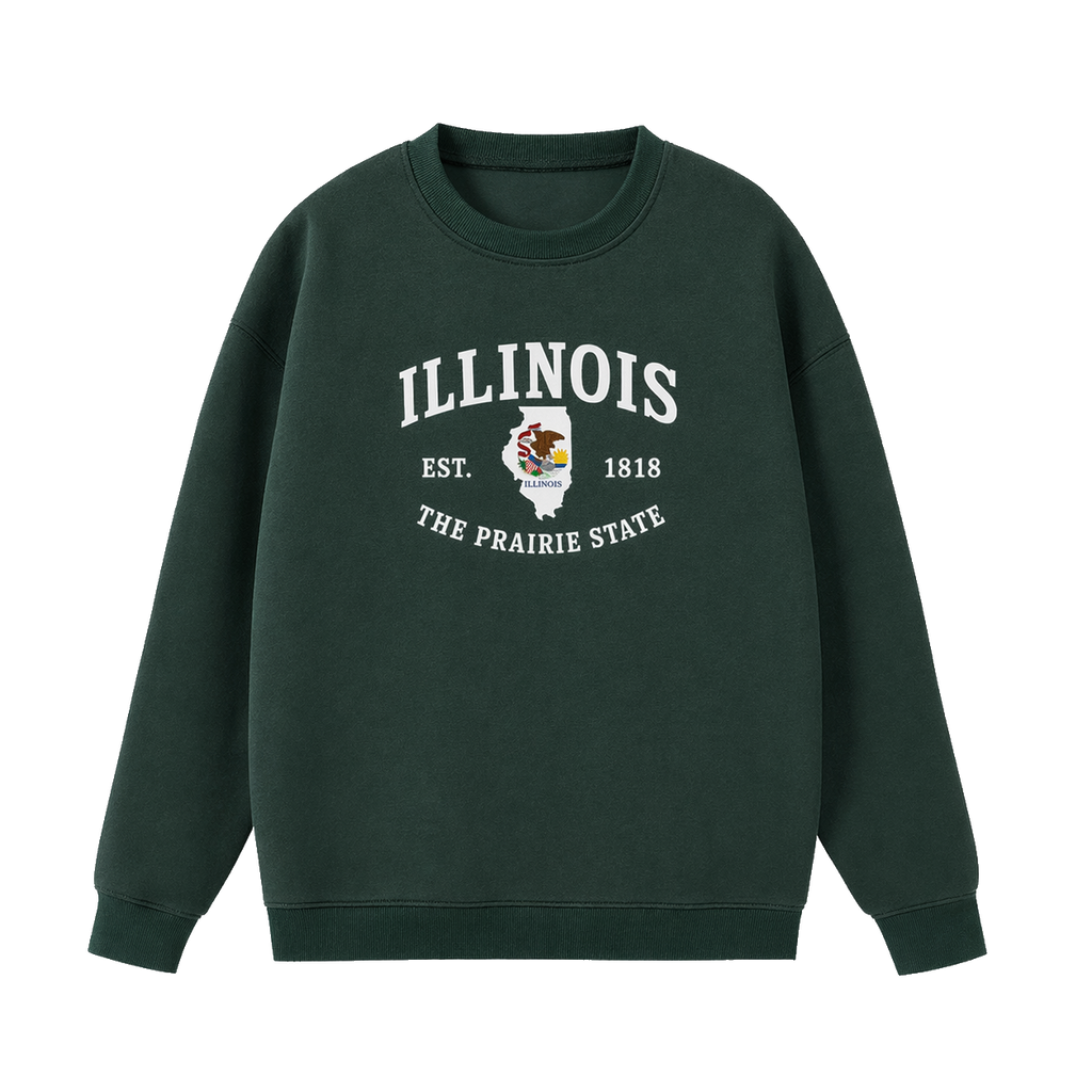 Collection 8 Illinois Essential Heavyweight Crewneck Sweatshirt - Dark Green front